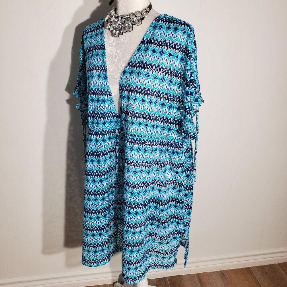 TAHITI COVER-UP BLUE SHORT SLEEVE POLY/SPANDEX SIZE 2X